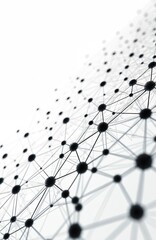Fototapete - Detailed visual illustration of technology network on white background. Dynamic, expansive network. Lines connect nodes, futuristic digital web abstract. Complex data communication system.