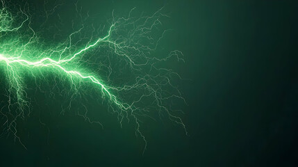 Poster - Abstract Green Lightning Bolt Effect On Dark Background