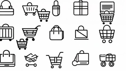 Aufkleber - icon set featuring various shopping and carrying symbols for design generative ai