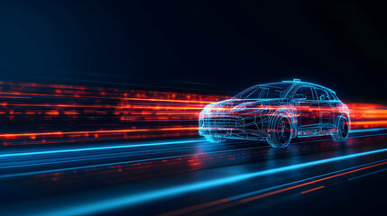 Poster - Futuristic Car Design With Glowing Lines