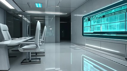 Poster - Futuristic Business Office With Modern Design and Technology Features Generative AI