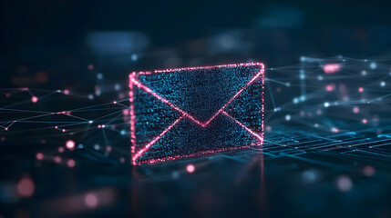 Poster - Abstract Email Symbol With Glowing Lines And Dots