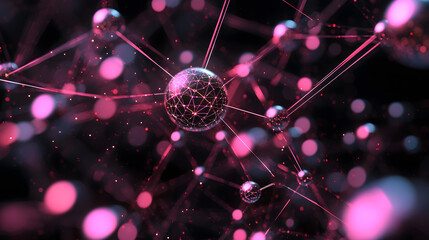 Poster - Dynamic abstract data flow with glowing digital particles in a tech environment