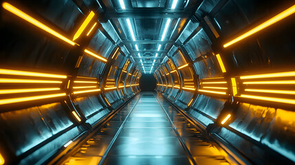 Poster - Augmented reality visualized in a futuristic tunnel digital art sci-fi environment immersive experience