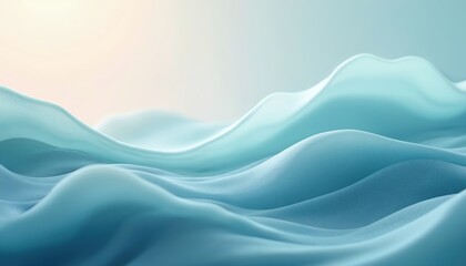 Poster - Abstract blue background with soft, flowing shapes. Generative AI illustration of wavy water, ocean or sea. Serene, peaceful, digital art wallpaper with light, colors and texture.
