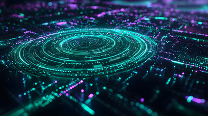 Poster - Visualizing cloud computing and decentralized systems futuristic technology design digital space abstract environment aerial view