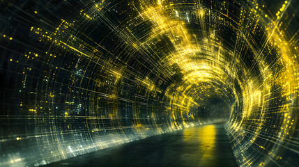 Poster - Interstellar communication advances space digital art sci-fi environment tunnel perspective futuristic concept