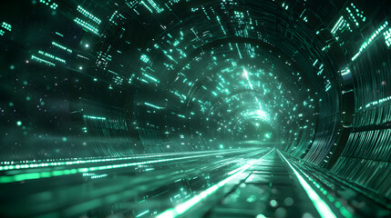 Poster - Futuristic space tunnel interstellar communication setup digital environment sci-fi concept high-tech viewpoint