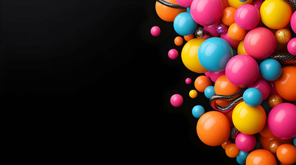 Poster - Colorful Geometric Spheres Against Black Background