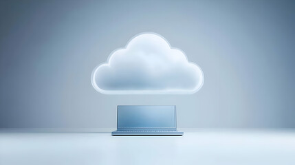 Poster - Abstract Cloud Icon Above Modern Laptop