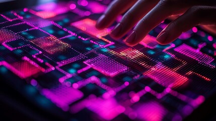 Poster - Hands Typing on Illuminated Keyboard