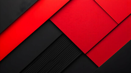 Poster - Abstract Geometric Pattern Design With Red And Black Layers