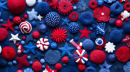 Poster - Abstract Patriotic Pattern Design With Stars And Balls