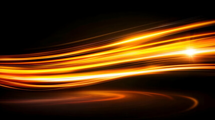 Poster - Abstract Glowing Orange Lines On Black Background
