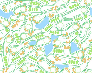 Wall Mural - golf course layout seamless pattern. top view of vector map outline blueprint