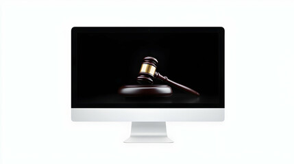 Poster - Computer Monitor Displaying Gavel On Black Background