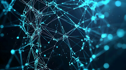 Poster - Abstract Network Design With Glowing Blue Lines And Points