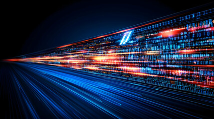 Poster - Abstract Digital Data Stream At Night