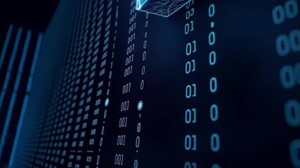 Poster - Digital padlock over binary code background representing data security and cyber protection concept