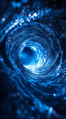 Wall Mural - A cosmic abstract background symbolizing the infinite universe with a glowing portal. It represents a way beyond boundaries, light at the end of the tunnel, and a space for astral travel and quantum e