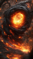 Wall Mural - A cosmic abstract background symbolizing the infinite universe with a glowing portal. It represents a way beyond boundaries, light at the end of the tunnel, and a space for astral travel and quantum e