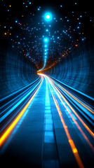 Wall Mural - A cosmic abstract background symbolizing the infinite universe with a glowing portal. It represents a way beyond boundaries, light at the end of the tunnel, and a space for astral travel and quantum e