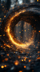 Wall Mural - A cosmic abstract background symbolizing the infinite universe with a glowing portal. It represents a way beyond boundaries, light at the end of the tunnel, and a space for astral travel and quantum e