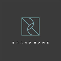 Poster - line art R in square logo vector