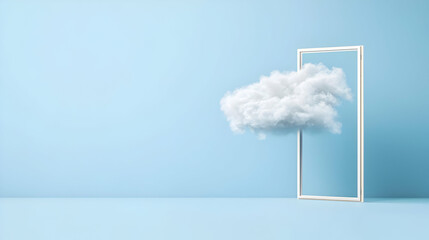 Poster - Abstract Cloud Emerging From Frame Against Pastel Blue Background