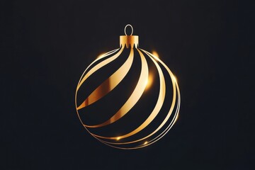 Aufkleber - Elegant modern Christmas ball ornament with subtle golden lighting and warm festive glow for holiday decor