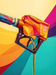 Poster - Bright digital abstract representation of gasoline flowing through eco-friendly colors reflecting energy and sustainability in modern art