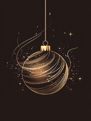 Poster - Elegant modern Christmas ball ornament design with golden accents and festive glow suitable for holiday decorations and branding
