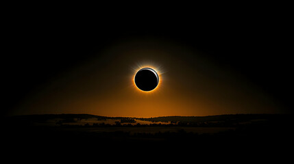 Total Solar Eclipse Over Landscape At Sunrise