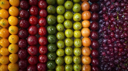 Fototapete - Vibrant fruit arrangement showcases a stunning color gradient in fresh produce