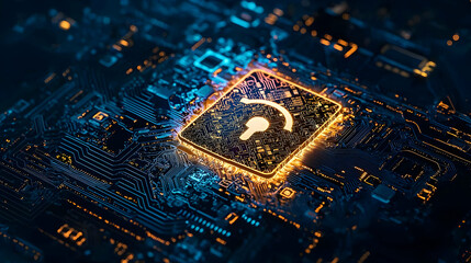 Poster - Glowing Chip On Illuminated Circuit Board