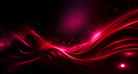 Aufkleber - dynamic abstract red waves with light effects against a dark backdrop, creating a digital art style 