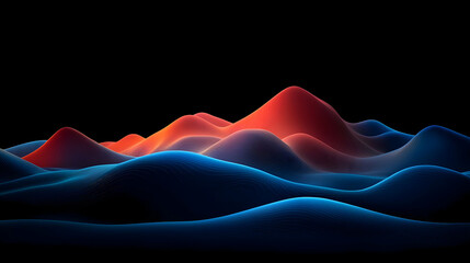 Poster - Abstract Digital Landscape With Red And Blue Mountains