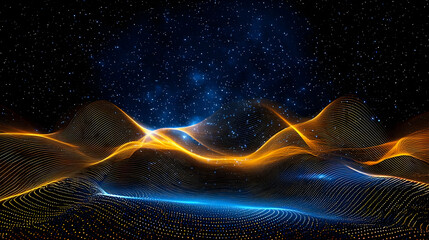 Poster - Abstract Glowing Waves In Dark Space