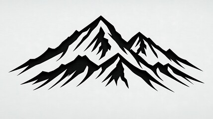 Wall Mural - Abstract black mountain illustration on a light background, showcasing jagged peaks and stylized slopes, ideal for nature-themed designs.