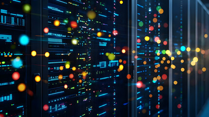 Poster - Colorful Server Rack In Data Center