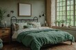 © Margarita - Cozy Minimalist Bedroom with Rustic Iron Bed Frame Warm Tones