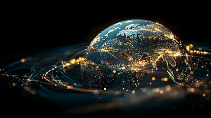 Poster - Digital Earth Globe With Glowing City Lights