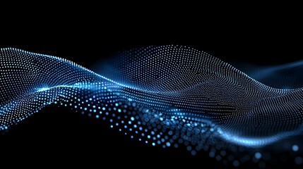 Poster - Abstract Digital Waves With Glowing Blue Dots