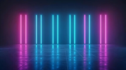 Poster - Neon Lights Pink And Blue Abstract Background