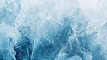 Leinwandbilder - Macro shot showcasing frozen ice crystals with intricate patterns in a serene blue-white gradient reflecting winter minimalism