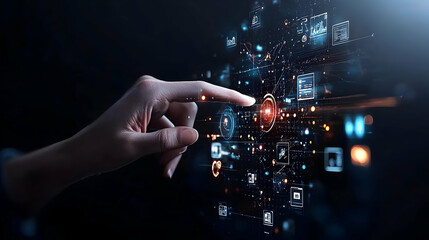 Poster - Hand Pointing At Digital Interface Technology