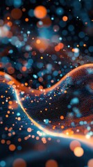 Poster - abstract colorful wave with bokeh effect and light particles