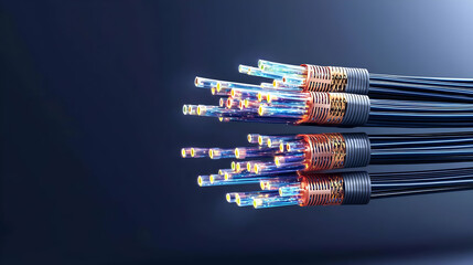 Poster - Abstract Colorful Fiber Optic Cables Network Connection