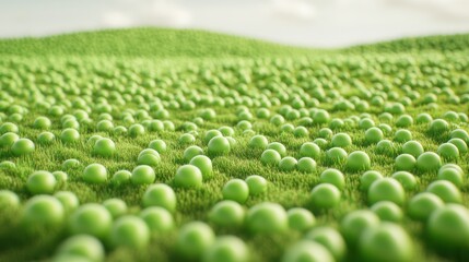 Wall Mural - Green spheres field, idyllic hills