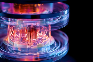 Poster - Futuristic Close-up of Transparent Energy Source with Colorful Glow